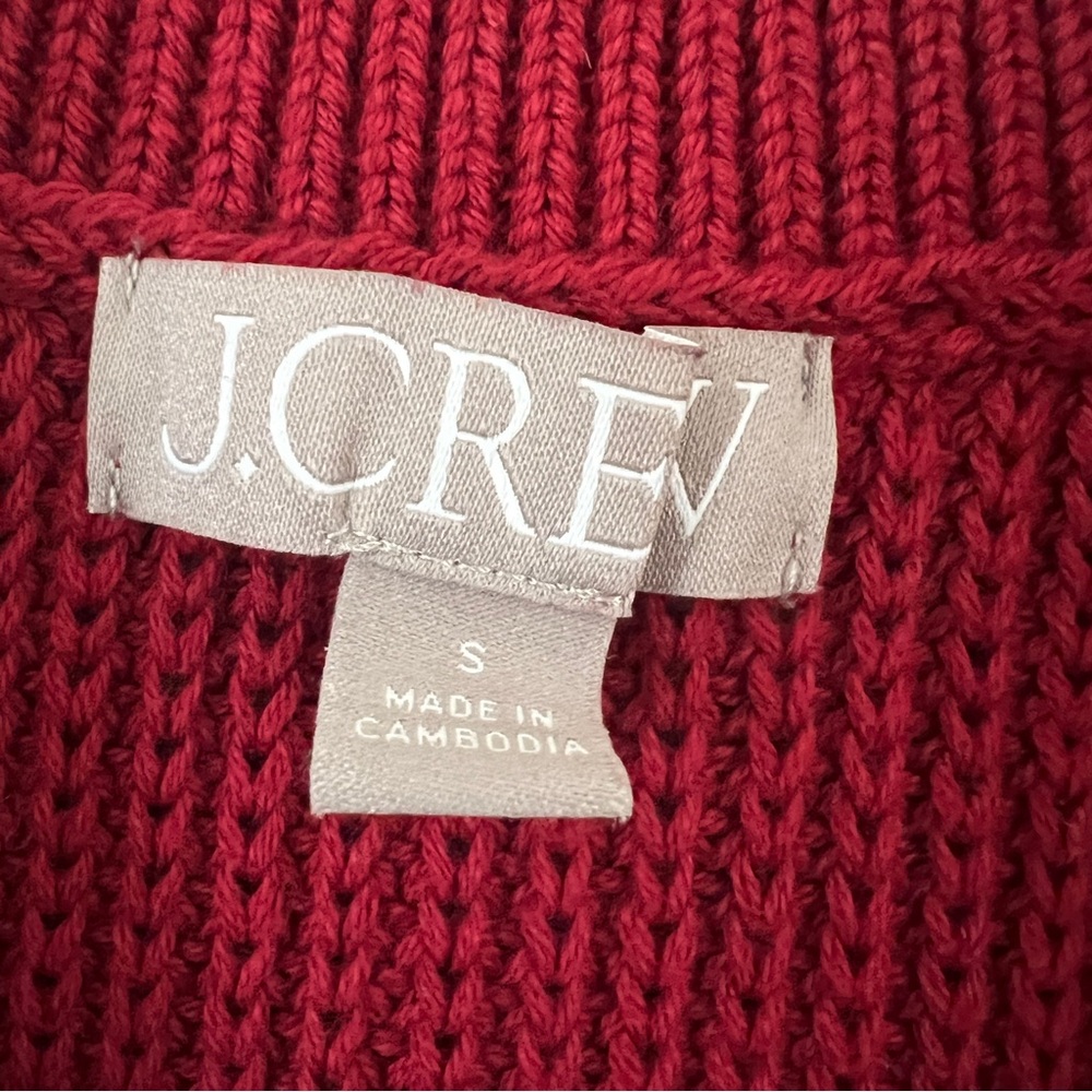 J Crew NWOT Womens Red Maroon Ribbed Cotton Button Collar Sweater Small - Picture 8 of 15